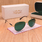 Sunglasses For Men With Green Glass & Golden Frame 3517 Aviator Oval Sunglass By Sunglasses Deal