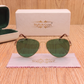 Sunglasses For Men With Green Glass & Golden Frame 3517 Aviator Oval Sunglass By Sunglasses Deal