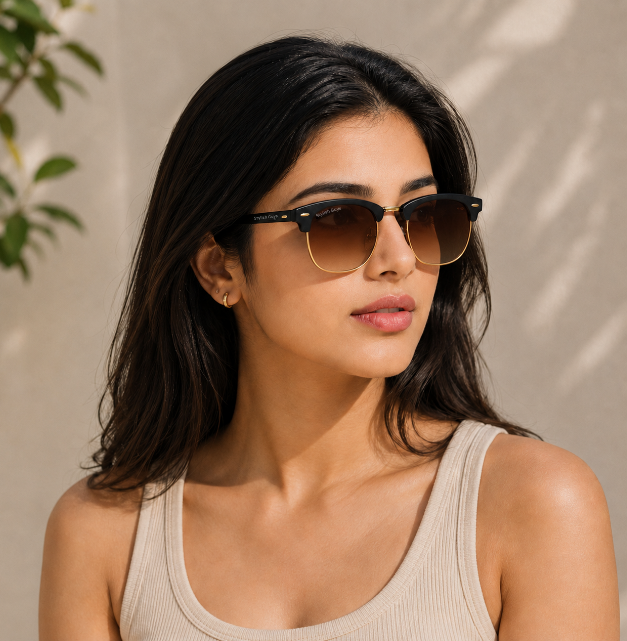 Sunglasses For Men With Brown Shade Glass & Golden Frame 3016 Club Master Sunglass By Sunglasses Deal