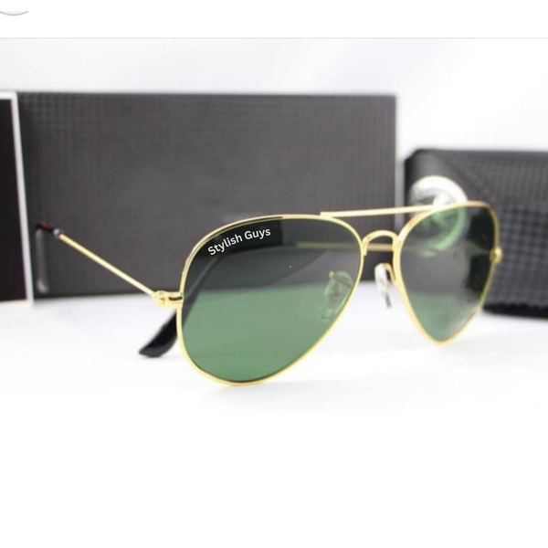 New Fancy Latest Flexible Nosed Trending Shaded B2 Green Mirror & Golden Frame Aviator With Metal Frame Hot Favourite Sunglass For Men, Women & Unisex. ( SG - 3026 )