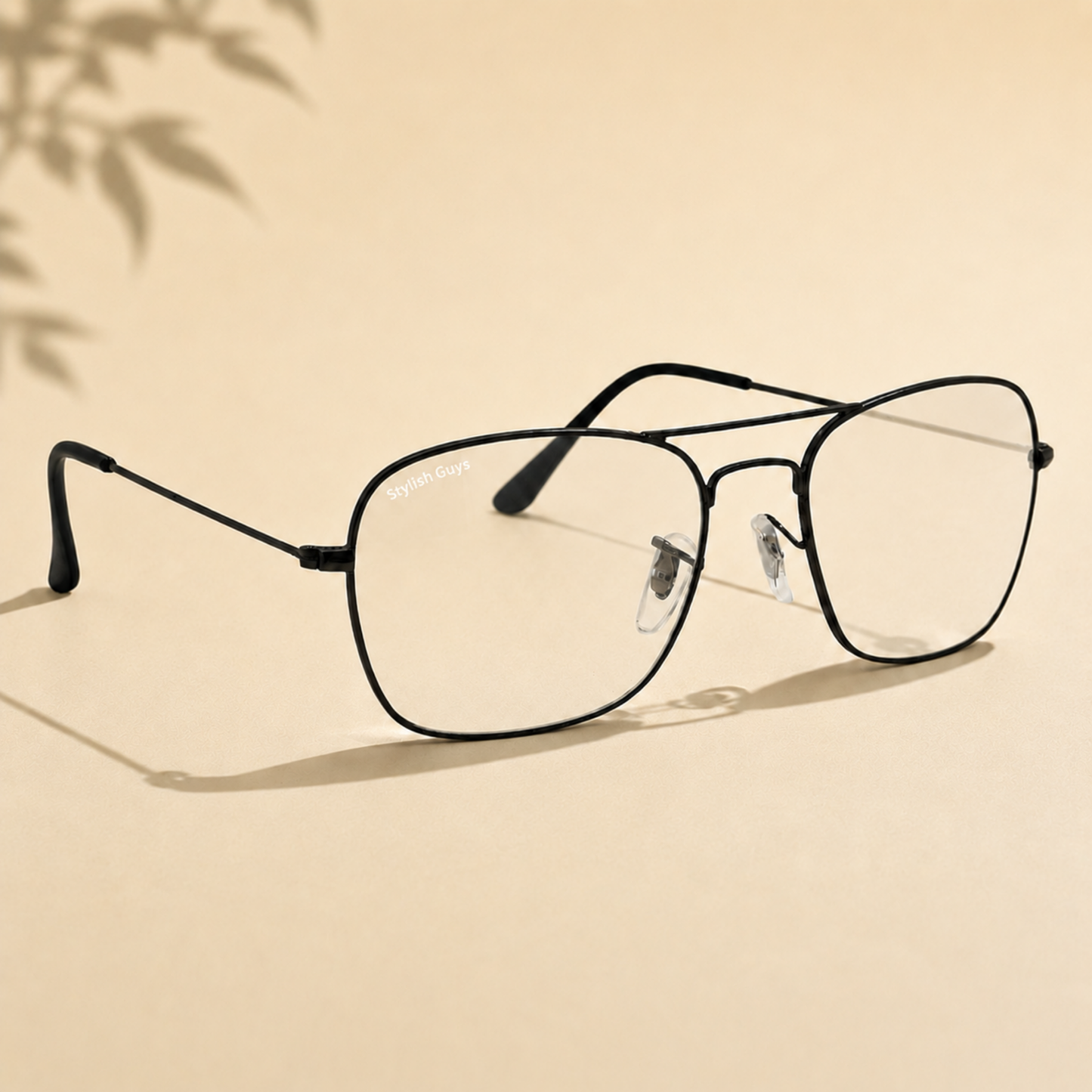 Sunglasses For Men With Clear Glass & Black Frame 3136 Square Sunglass By Sunglasses Deal