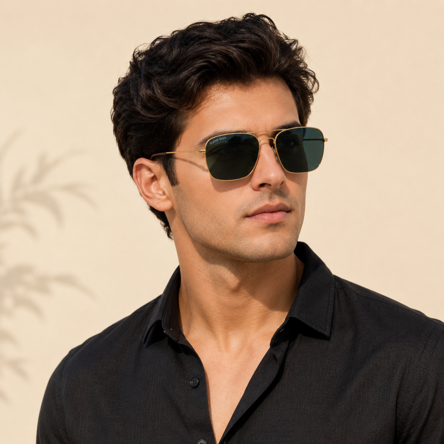 Sunglasses For Men With Black Glass & Golden Frame 3136 Square Sunglass By Sunglasses Deal