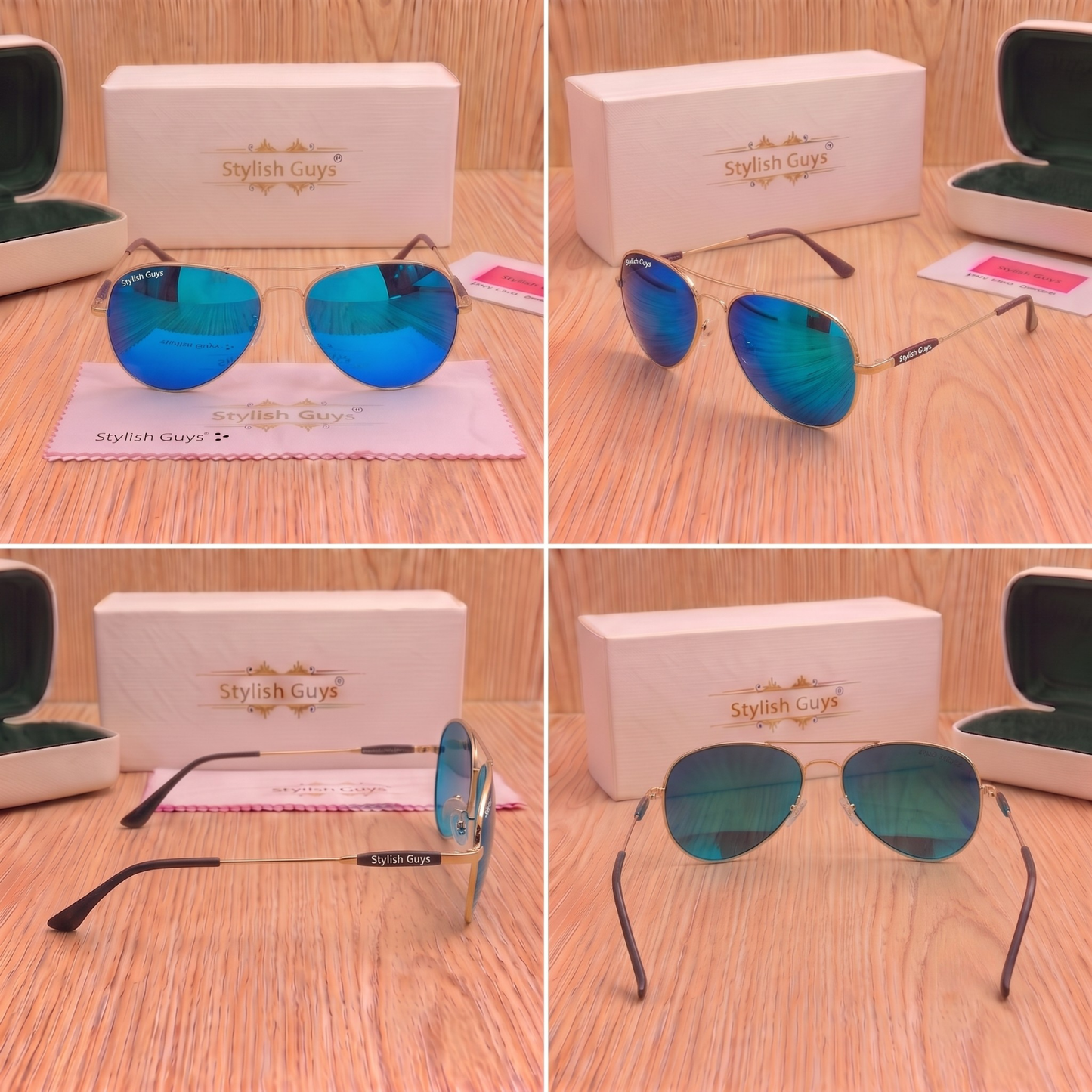 Sunglasses For Men With Aqua Blue Mercury Glass & Golden Frame 3517 Aviator Oval Sunglass By Sunglasses Deal