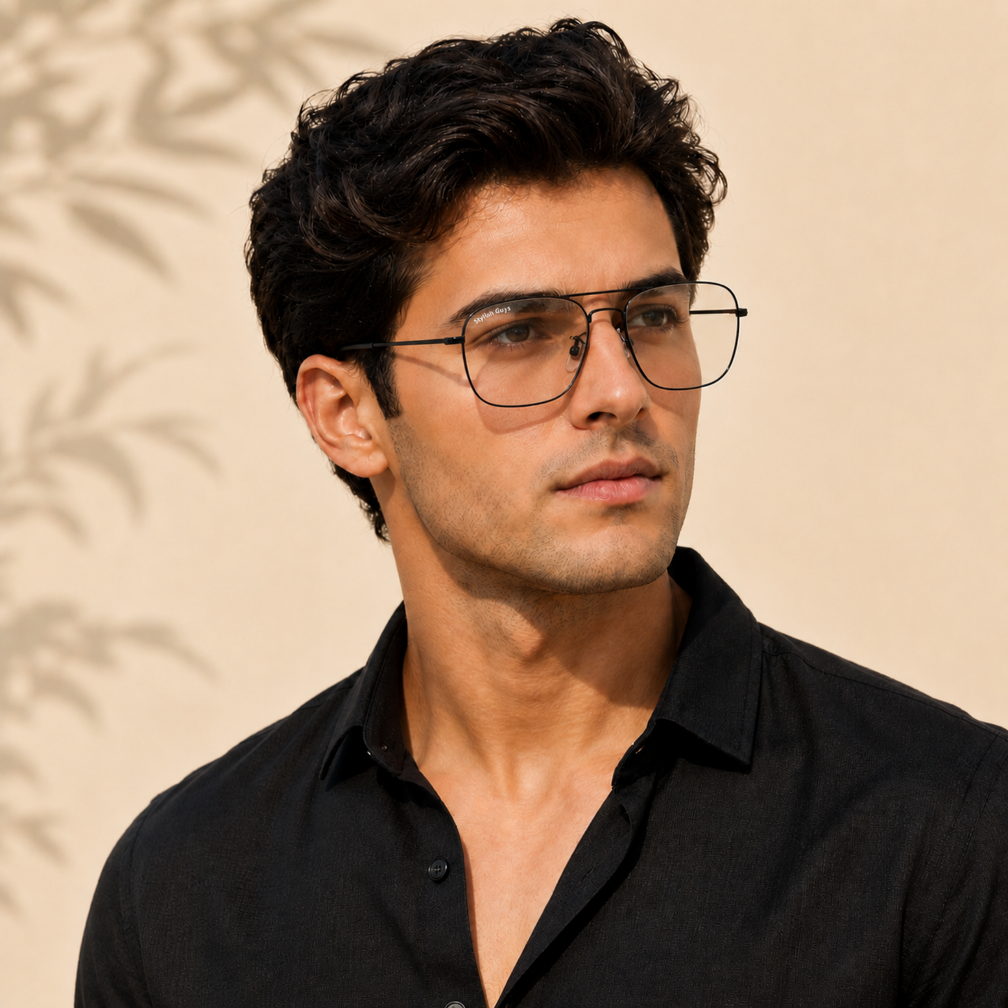 Sunglasses For Men With Clear Glass & Black Frame 3136 Square Sunglass By Sunglasses Deal