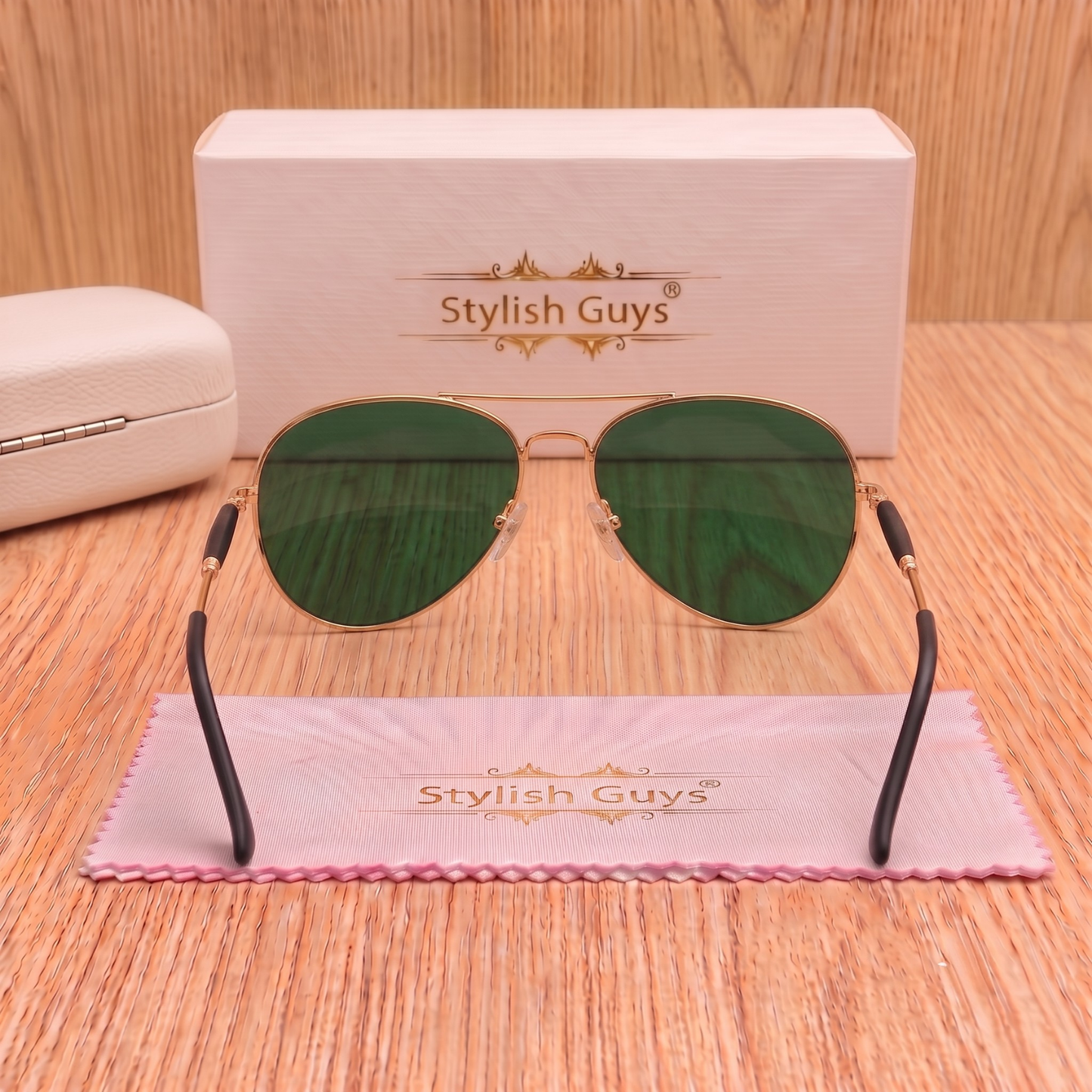 Sunglasses For Men With Green Glass & Golden Frame 3517 Aviator Oval Sunglass By Sunglasses Deal
