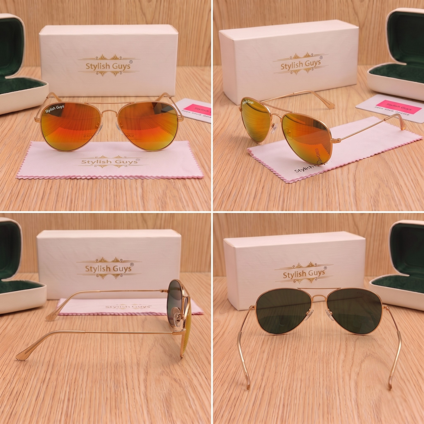 Sunglasses For Men With Orange Mercury Glass & Golden Frame 3026 Aviator Sunglass By Sunglasses Deal