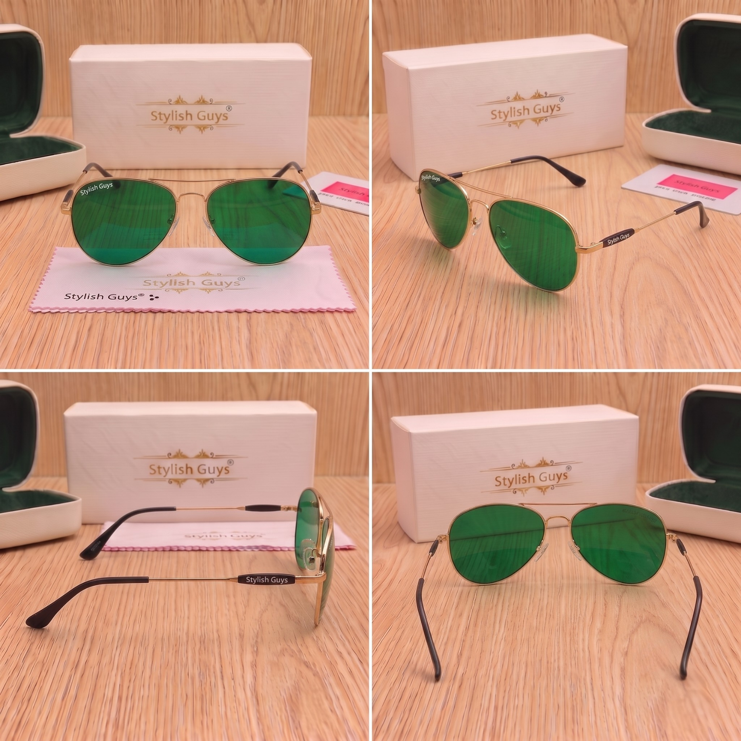 Sunglasses For Men With Green Glass & Golden Frame 3517 Aviator Oval Sunglass By Sunglasses Deal