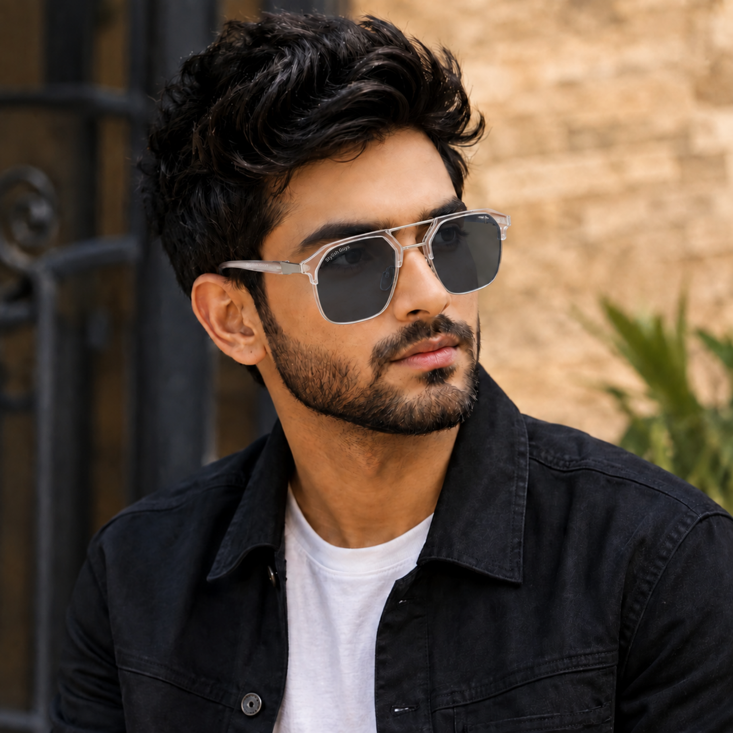 Sunglasses For Men With Black Glass & Transparent Frame 04 Square Polarized Sunglass By Sunglasses Deal