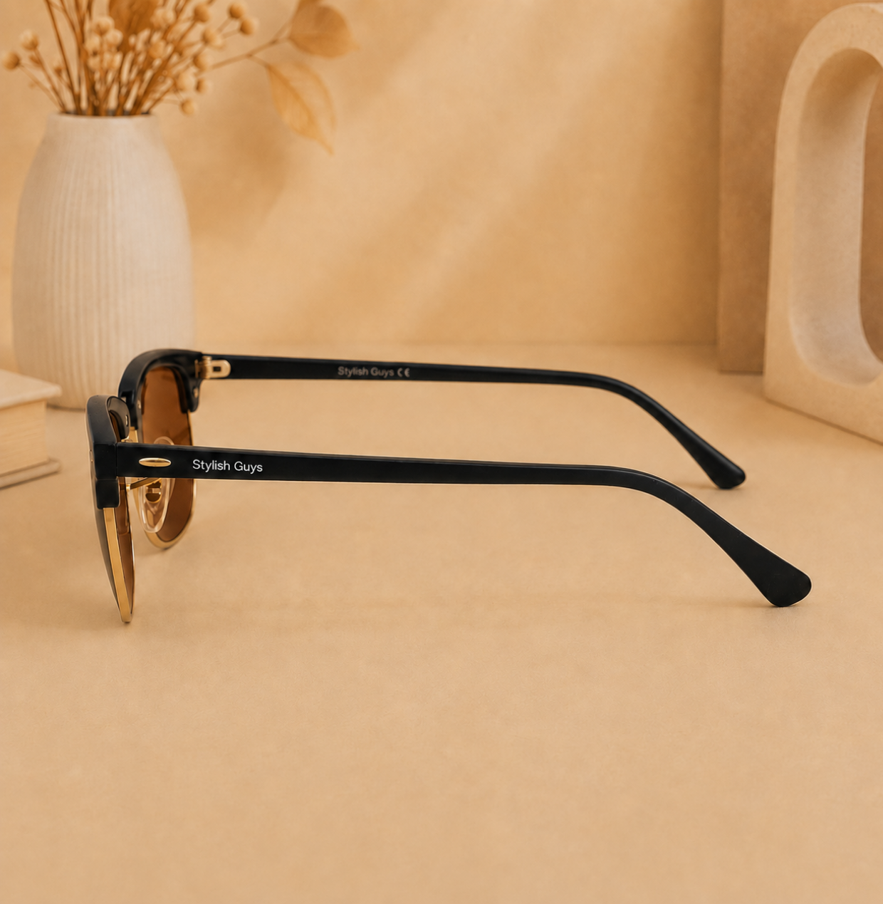 Sunglasses For Men With Brown Glass & Golden Frame 3016 Club Master Sunglass By Sunglasses Deal