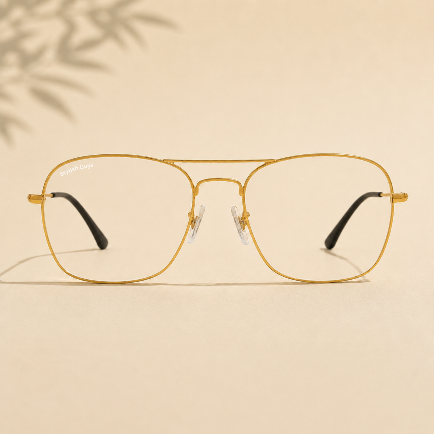 Sunglasses For Men With Clear Glass & Golden Frame 3136 Square Sunglass By Sunglasses Deal