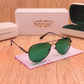 Sunglasses For Men With Green Glass & Black Frame 3517 Aviator Oval Sunglass By Sunglasses Deal