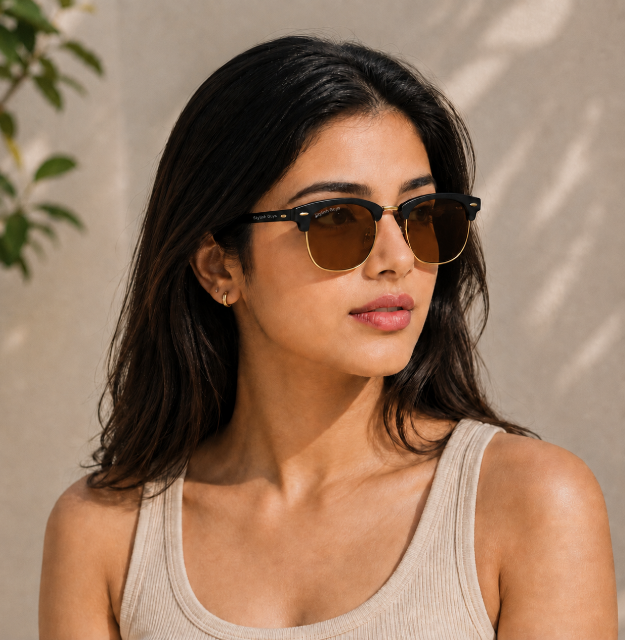 Sunglasses For Men With Brown Glass & Golden Frame 3016 Club Master Sunglass By Sunglasses Deal