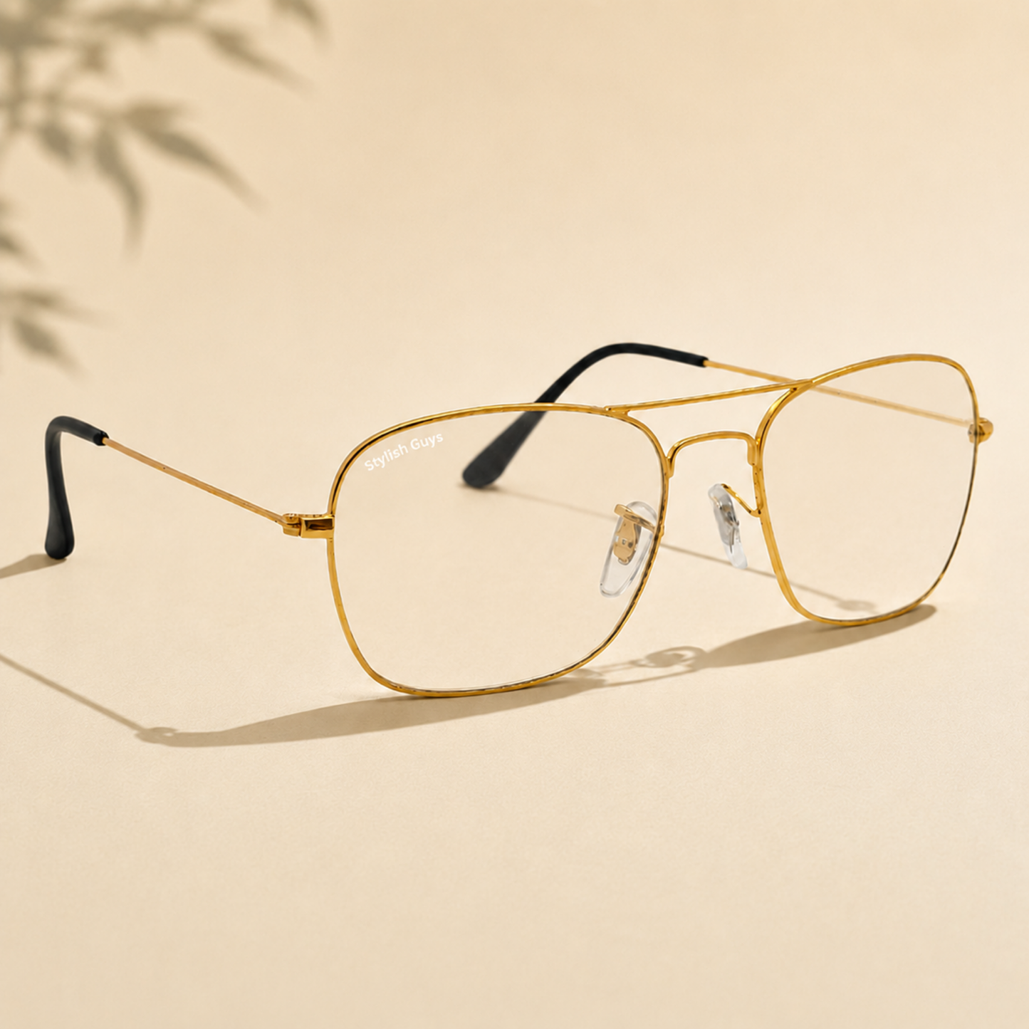 Sunglasses For Men With Clear Glass & Golden Frame 3136 Square Sunglass By Sunglasses Deal