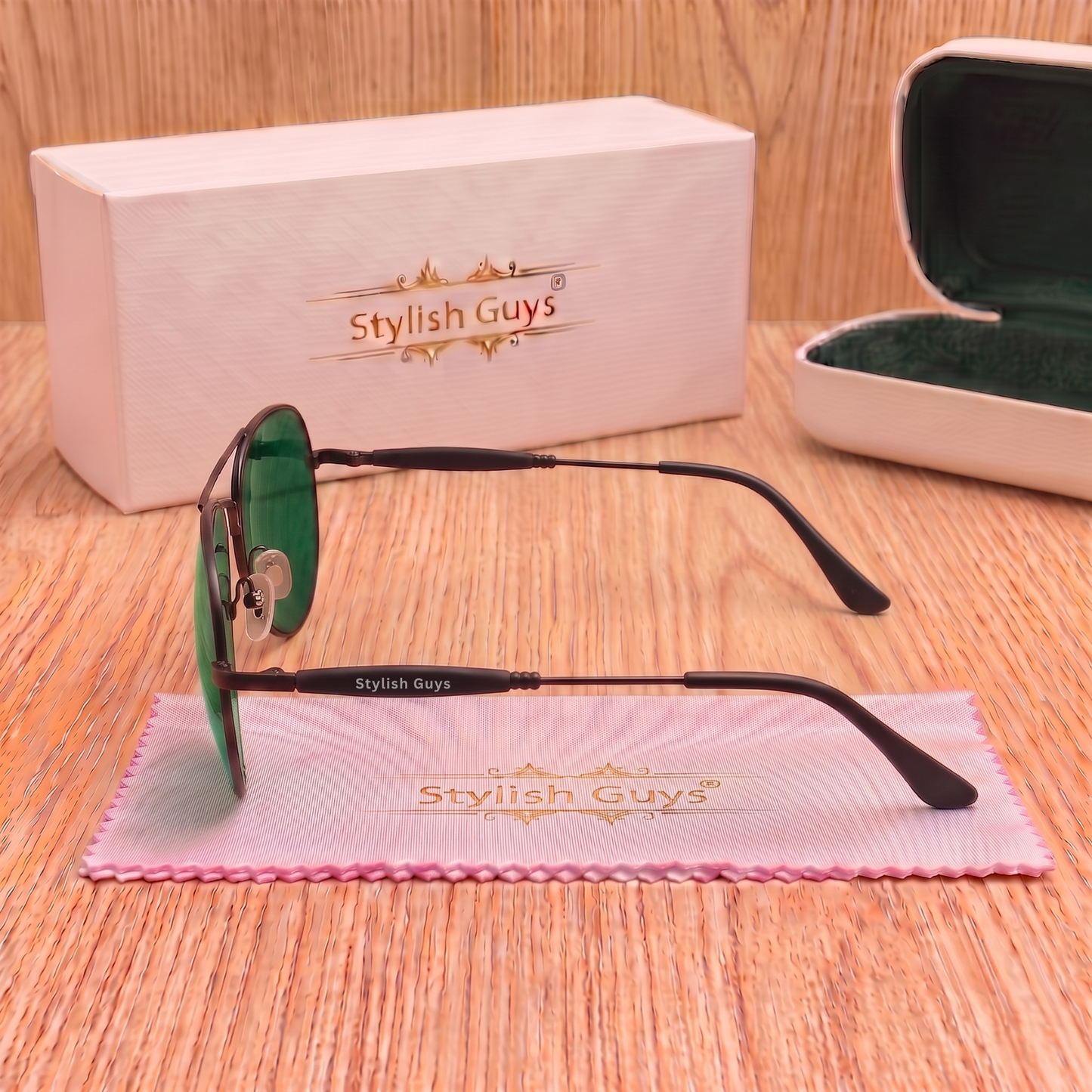 Sunglasses For Men With Green Glass & Black Frame 3517 Aviator Oval Sunglass By Sunglasses Deal