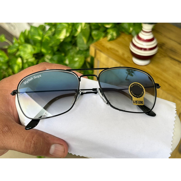 Top Trendy Hot New Stylish Attractive Square Blue Shade & Black 3136 Evergreen UV Protected Sunglasses For King's Men & Women ( SG- 3136 )