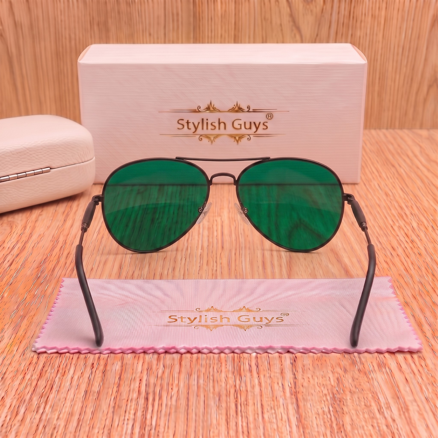 Sunglasses For Men With Green Glass & Black Frame 3517 Aviator Oval Sunglass By Sunglasses Deal