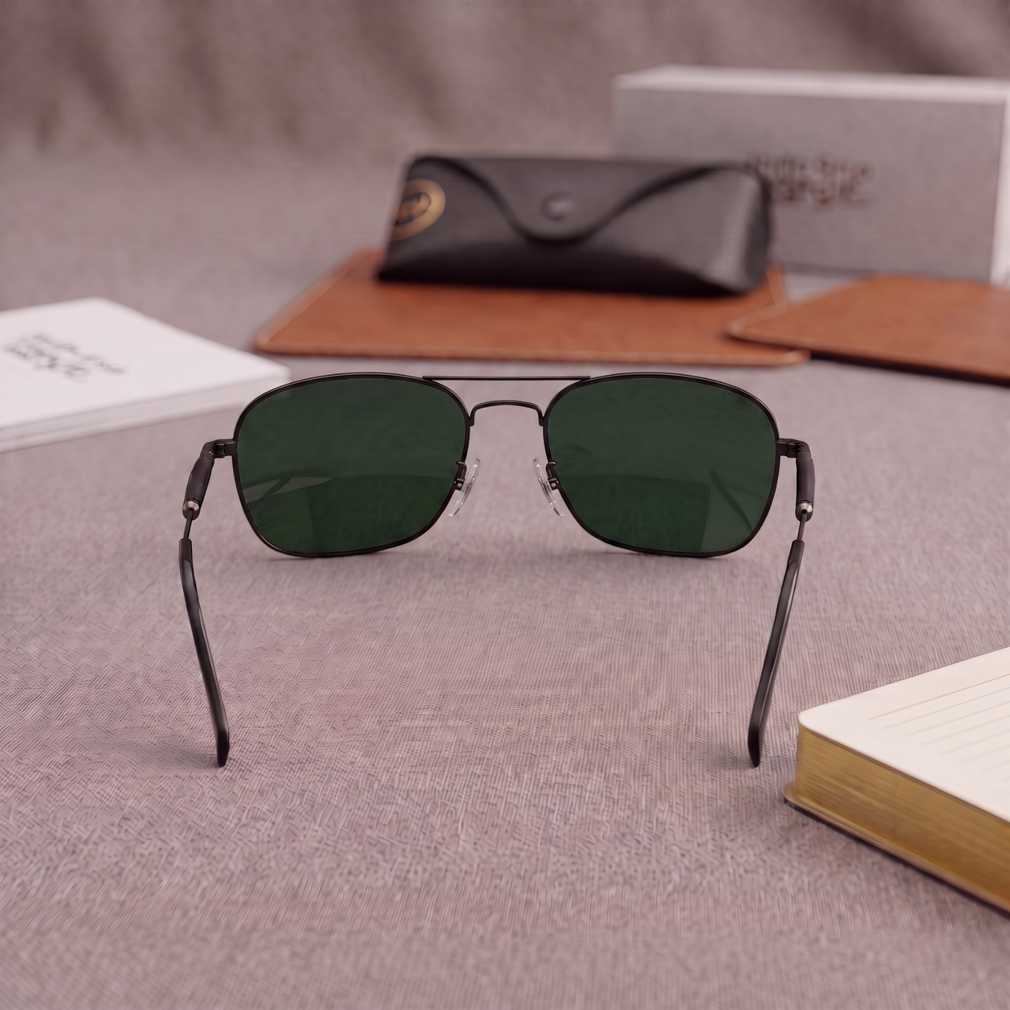 Sunglasses For Men With Green Glass & Black Frame 1208 Square Sunglass By Sunglasses Deal