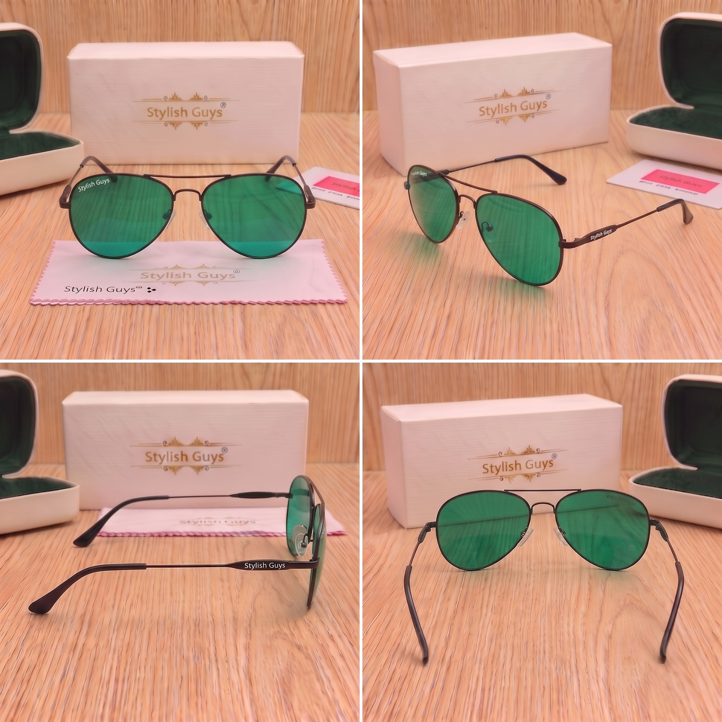 Sunglasses For Men With Green Glass & Black Frame 3517 Aviator Oval Sunglass By Sunglasses Deal