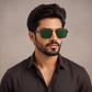 Sunglasses For Men With Green Glass & Black Frame 1208 Square Sunglass By Sunglasses Deal