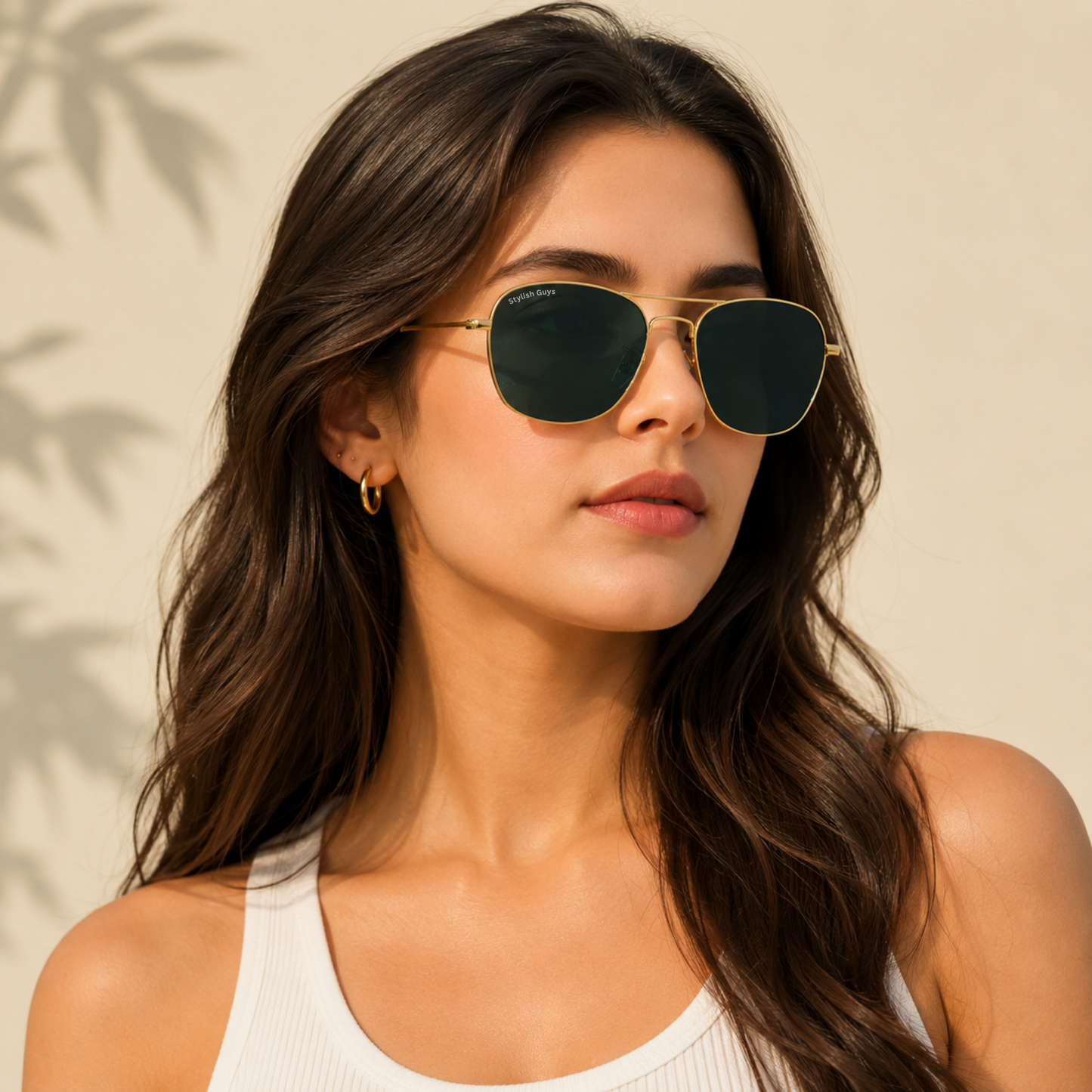 Sunglasses For Men With Black Glass & Golden Frame 3136 Square Sunglass By Sunglasses Deal
