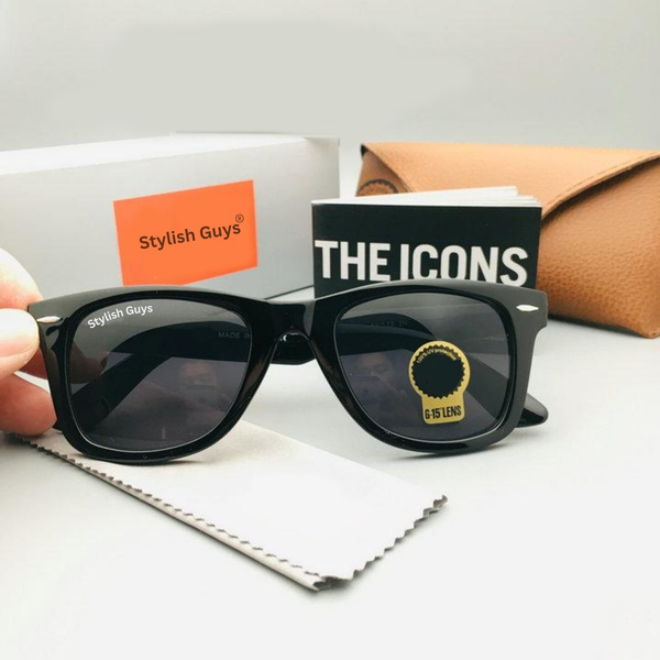 New Fancy Latest Fixed Nosed Trending Black Mirror & Black Frame Slant Wayfarer Hot Favourite Sunglass For Men, Women & Unisex. ( SG - 2140 )