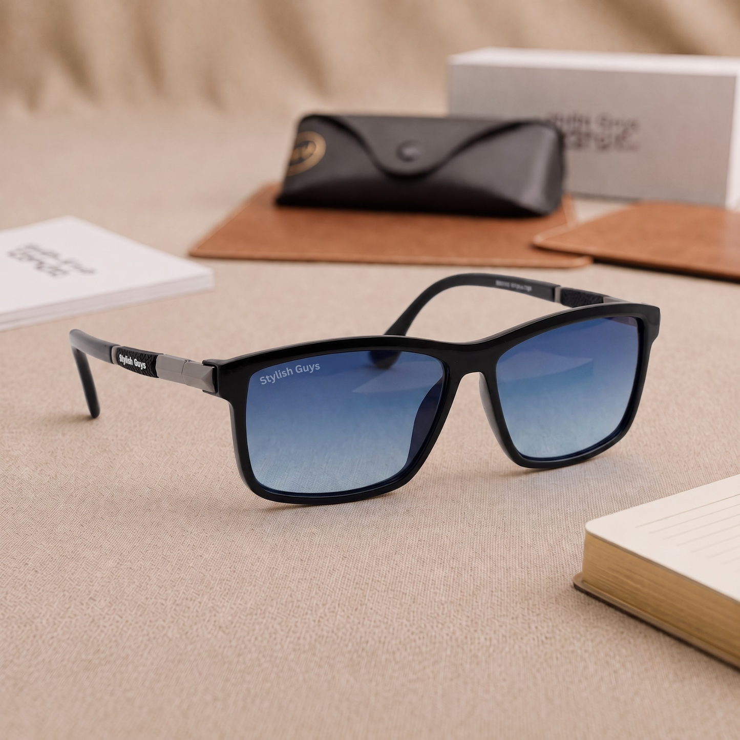 Sunglasses For Men With Blue Shade Glass & Black Frame 4228 Square Sunglass By Sunglasses Deal