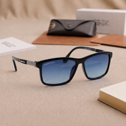 Sunglasses For Men With Blue Shade Glass & Black Frame 4228 Square Sunglass By Sunglasses Deal