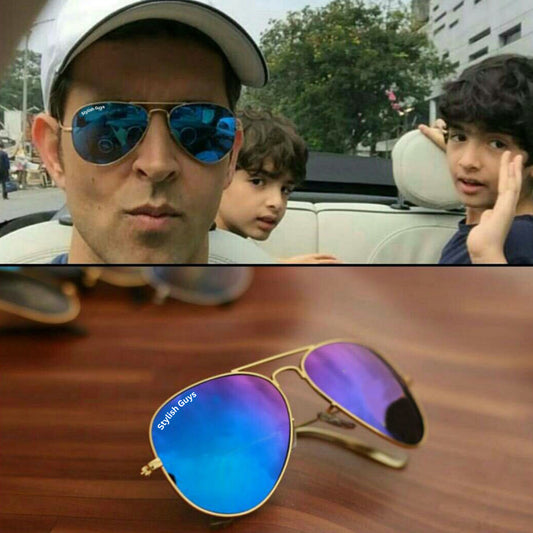 Sunglasses For Men With Aqua Blue Mercury Glass & Golden Frame 3026 Aviator Sunglass By Sunglasses Deal