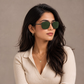 Sunglasses For Men With Green Glass & Black Frame 1208 Square Sunglass By Sunglasses Deal