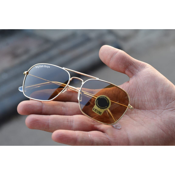 Top Trendy Hot New Stylish Attractive Square Brown Mirror & Golden Frame 3136 Evergreen UV Protected Sunglasses For King's Men & Women ( SG- 3136 )