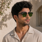 Sunglasses For Men With Green Glass & Golden Frame 3016 Club Master Sunglass By Sunglasses Deal