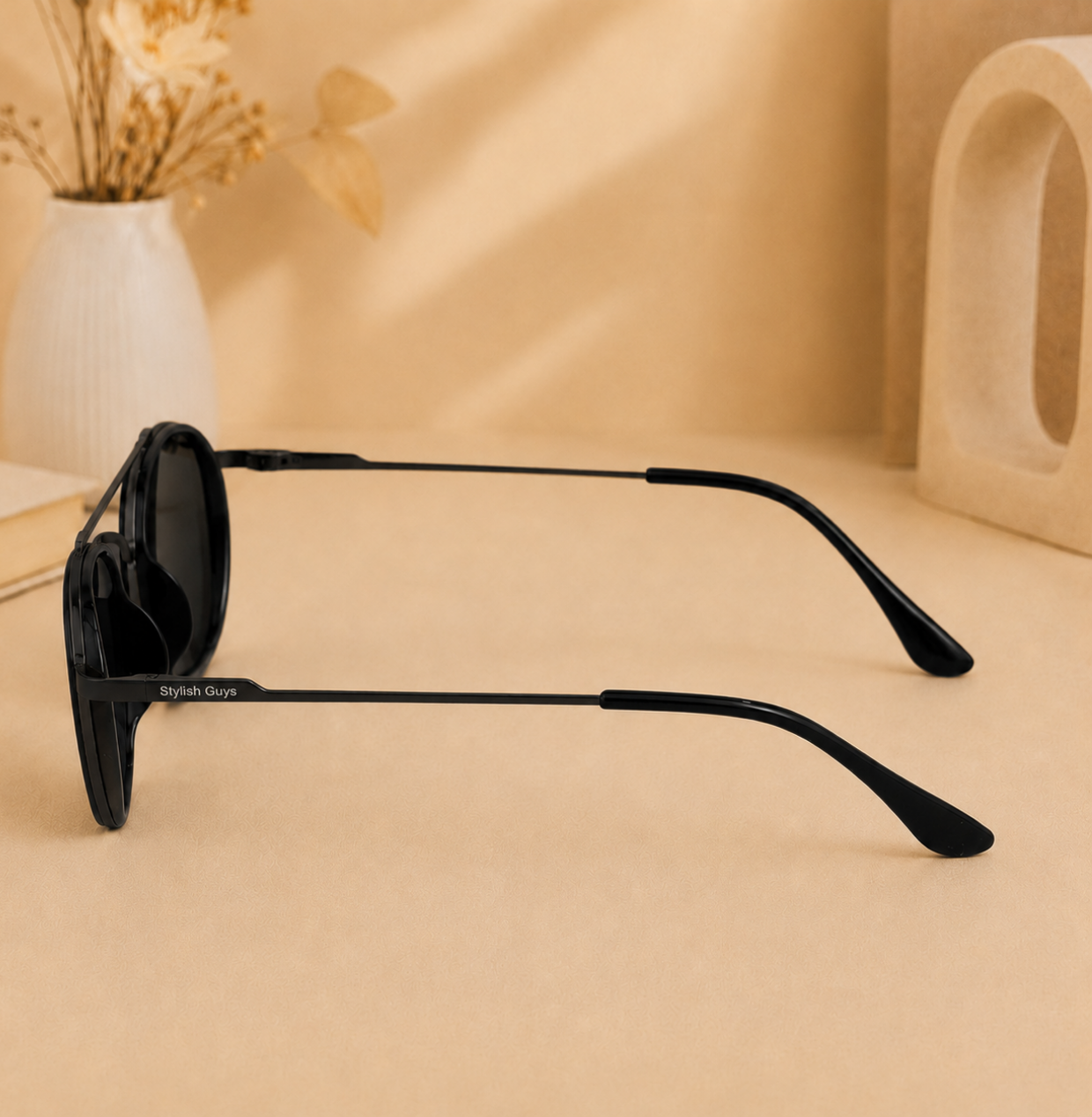 Sunglasses For Men With Black Glass & Black Frame 4612 Panto Round Sunglass By Sunglasses Deal