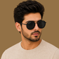 Sunglasses For Men With Black Glass & Black Frame 4612 Panto Round Sunglass By Sunglasses Deal