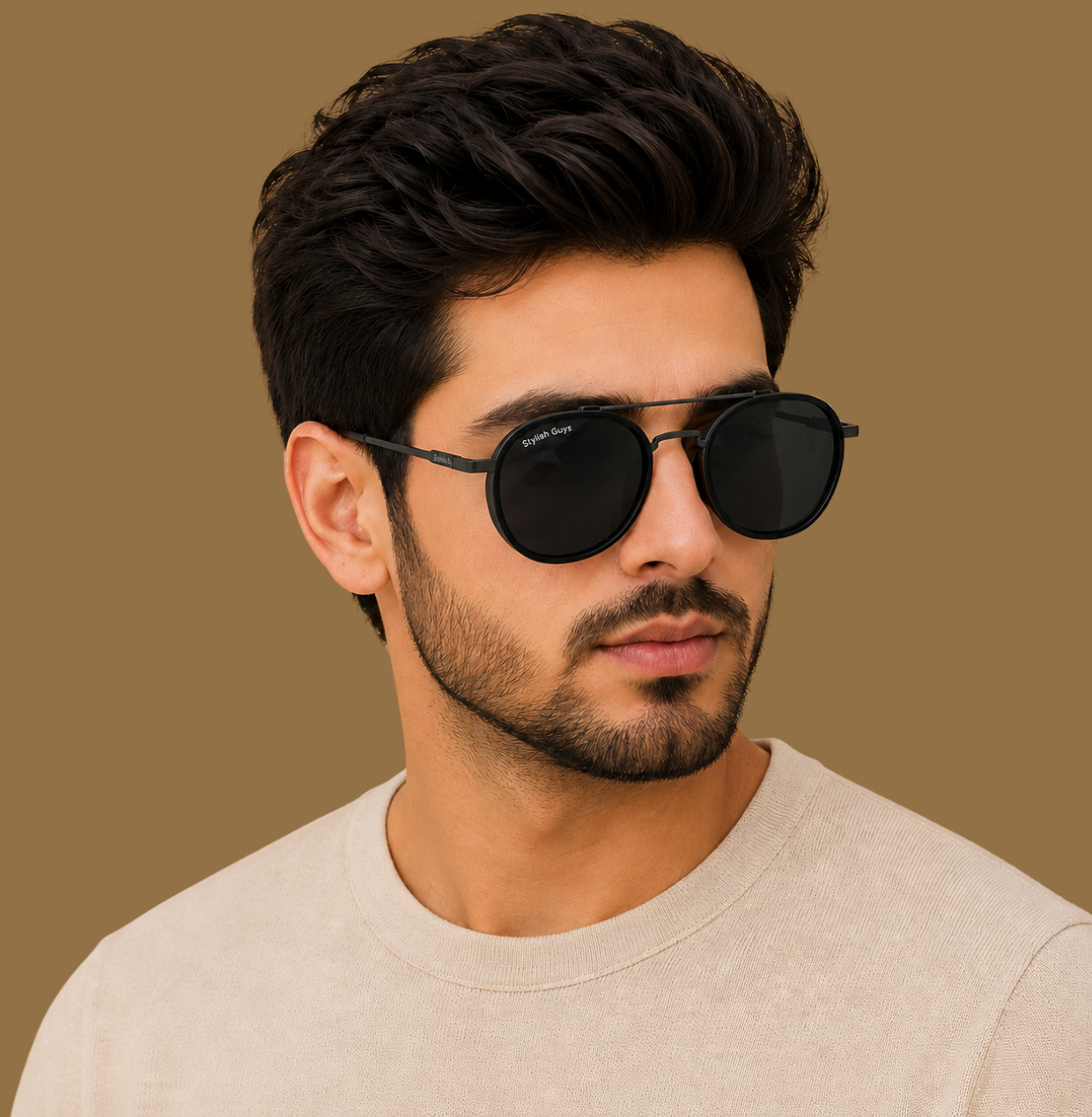 Sunglasses For Men With Black Glass & Black Frame 4612 Panto Round Sunglass By Sunglasses Deal