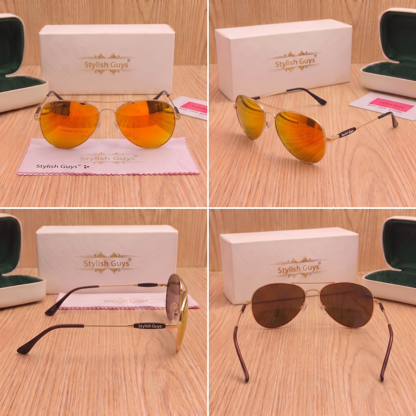 Sunglasses For Men With Orange Mercury Glass & Golden Frame 3517 Aviator Oval Sunglass By Sunglasses Deal