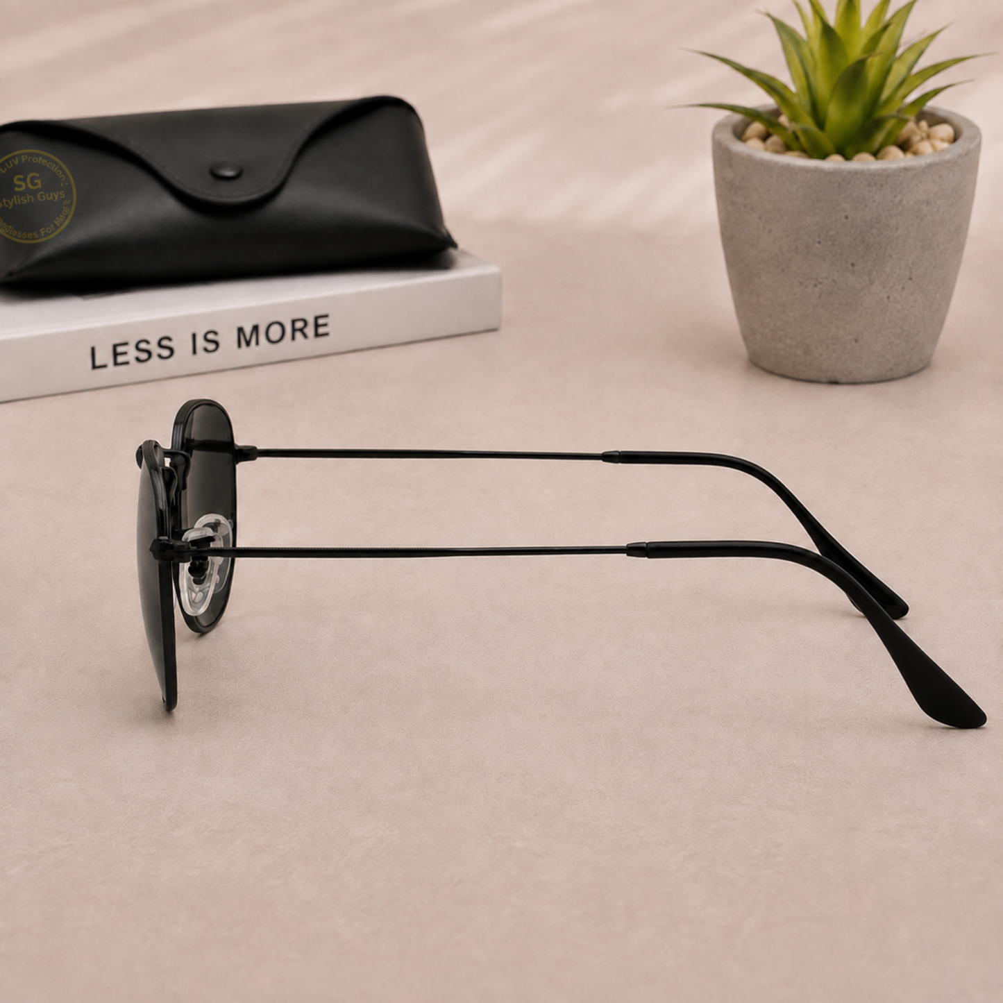 Sunglasses For Men With Black Glass & Black Frame 3548 Hexagon Sunglass By Sunglasses Deal