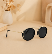 Sunglasses For Men With Black Glass & Golden Frame 4612 Panto Round Sunglass By Sunglasses Deal