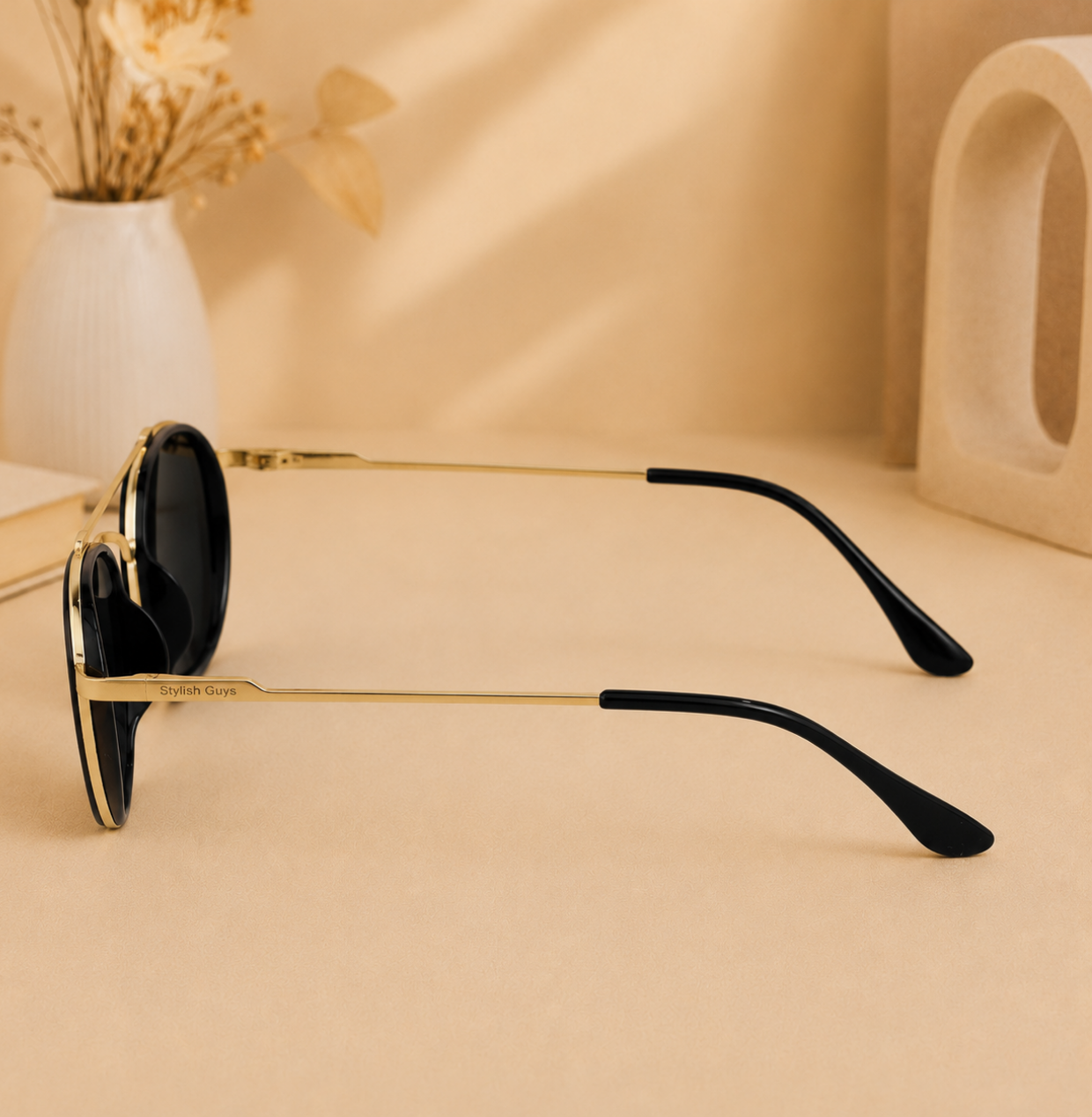 Sunglasses For Men With Black Glass & Golden Frame 4612 Panto Round Sunglass By Sunglasses Deal