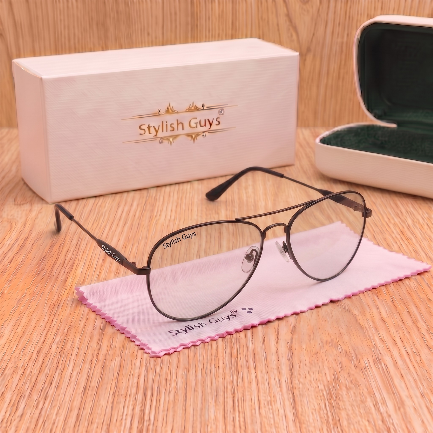 Sunglasses For Men With Clear Glass & Black Frame 3517 Aviator Oval Sunglass By Sunglasses Deal