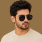 Sunglasses For Men With Black Glass & Golden Frame 4612 Panto Round Sunglass By Sunglasses Deal