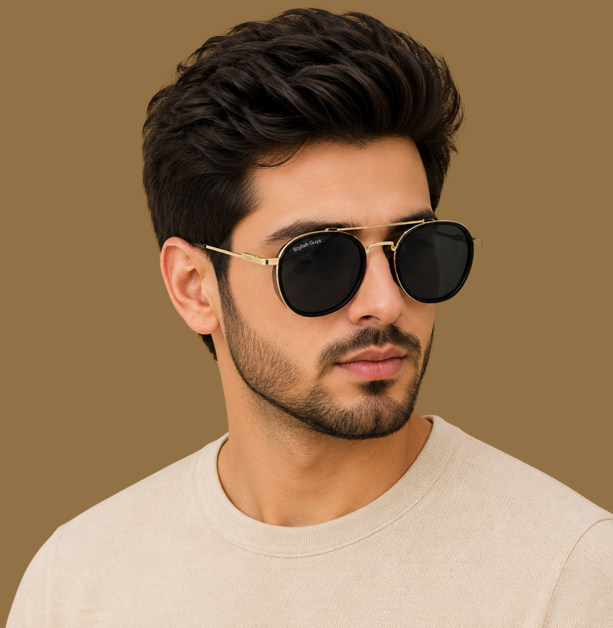 Sunglasses For Men With Black Glass & Golden Frame 4612 Panto Round Sunglass By Sunglasses Deal