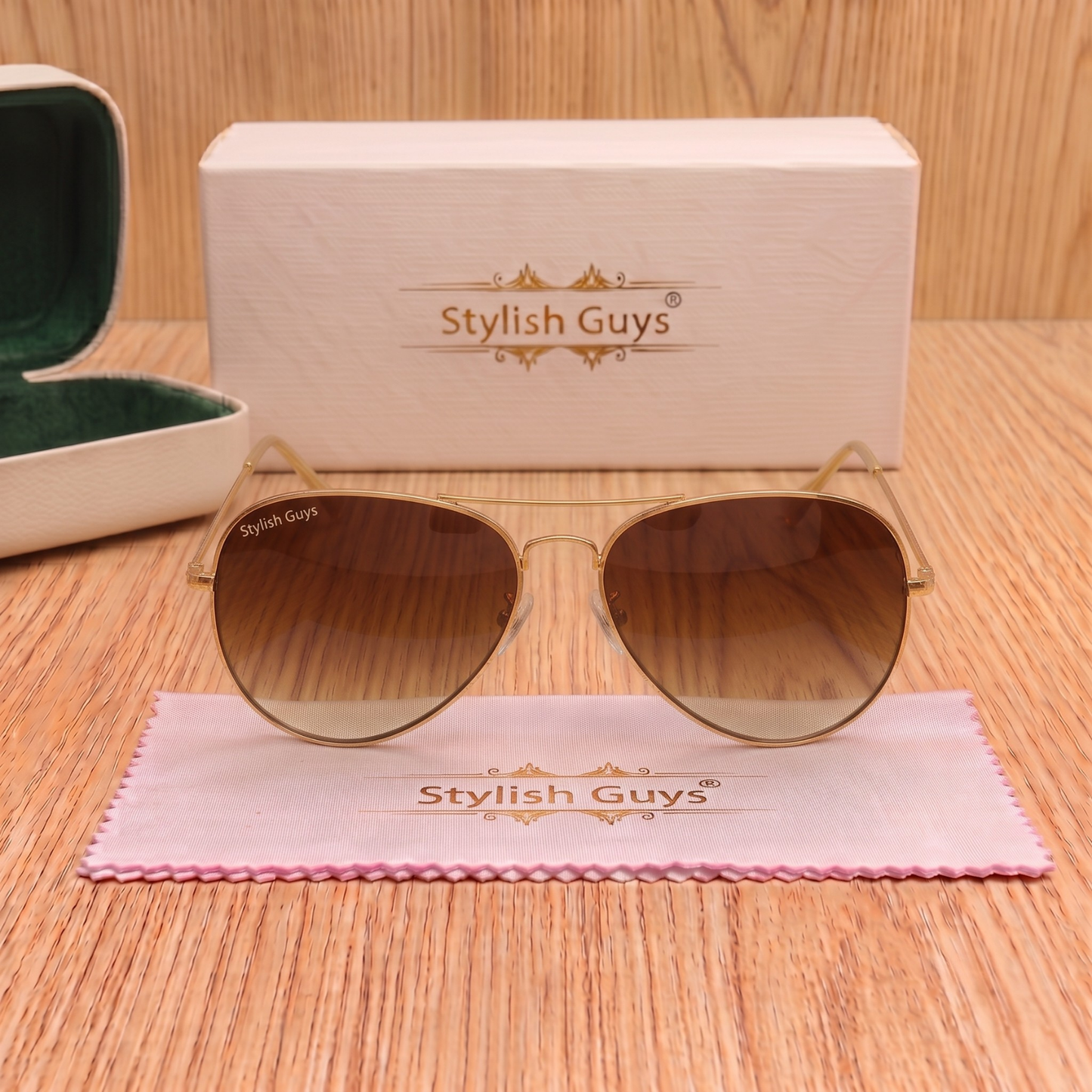 Sunglasses For Men With Brown Shade Glass & Golden Frame 3026 Aviator Sunglass By Sunglasses Deal