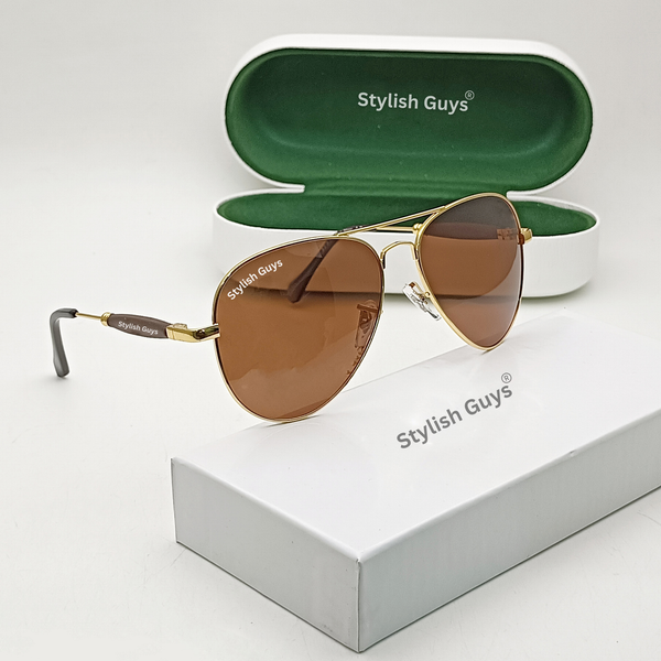 Top Trendy Hot New Stylish Attractive Oval Brown Mirror & Gold Frame 3517 Evergreen UV Protected Sunglasses For King's Men & Women ( SG- 3517 )