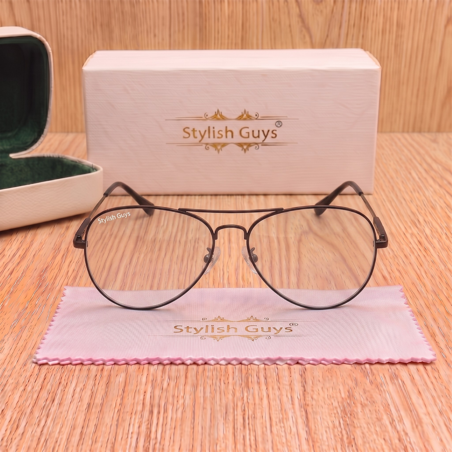 Sunglasses For Men With Clear Glass & Black Frame 3517 Aviator Oval Sunglass By Sunglasses Deal