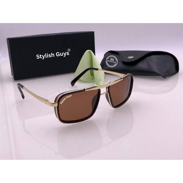 Top Trendy Hot New Stylish Attractive Brown & Golden 4413 Evergreen UV Protected Sunglasses For King's Men & Women