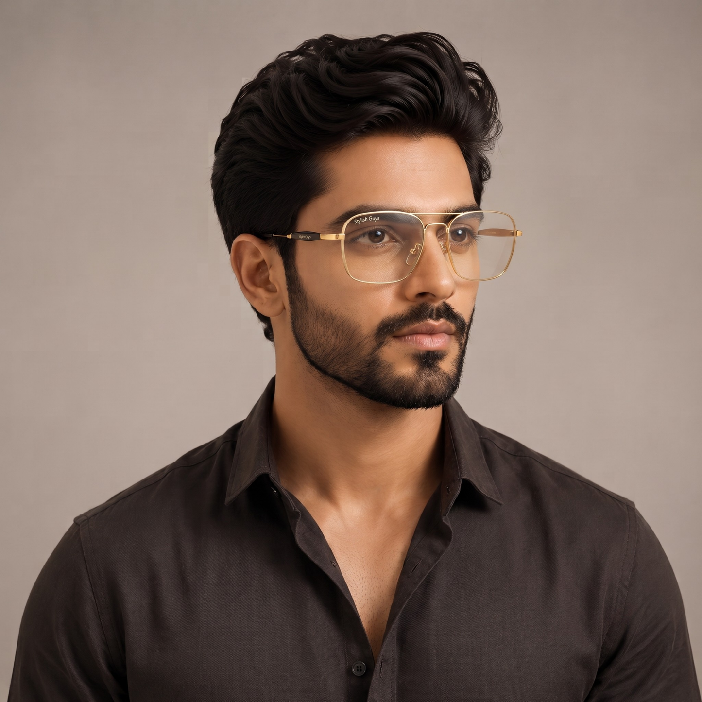 Sunglasses For Men With Clear Glass & Golden Frame 1208 Square Sunglass By Sunglasses Deal