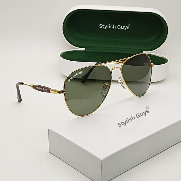Top Trendy Hot New Stylish Attractive Oval Green Mirror & Gold Frame 3517 Evergreen UV Protected Sunglasses For King's Men & Women ( SG- 3517 )