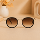 Sunglasses For Men With Brown Shade Glass & Golden Frame 4612 Panto Round Sunglass By Sunglasses Deal
