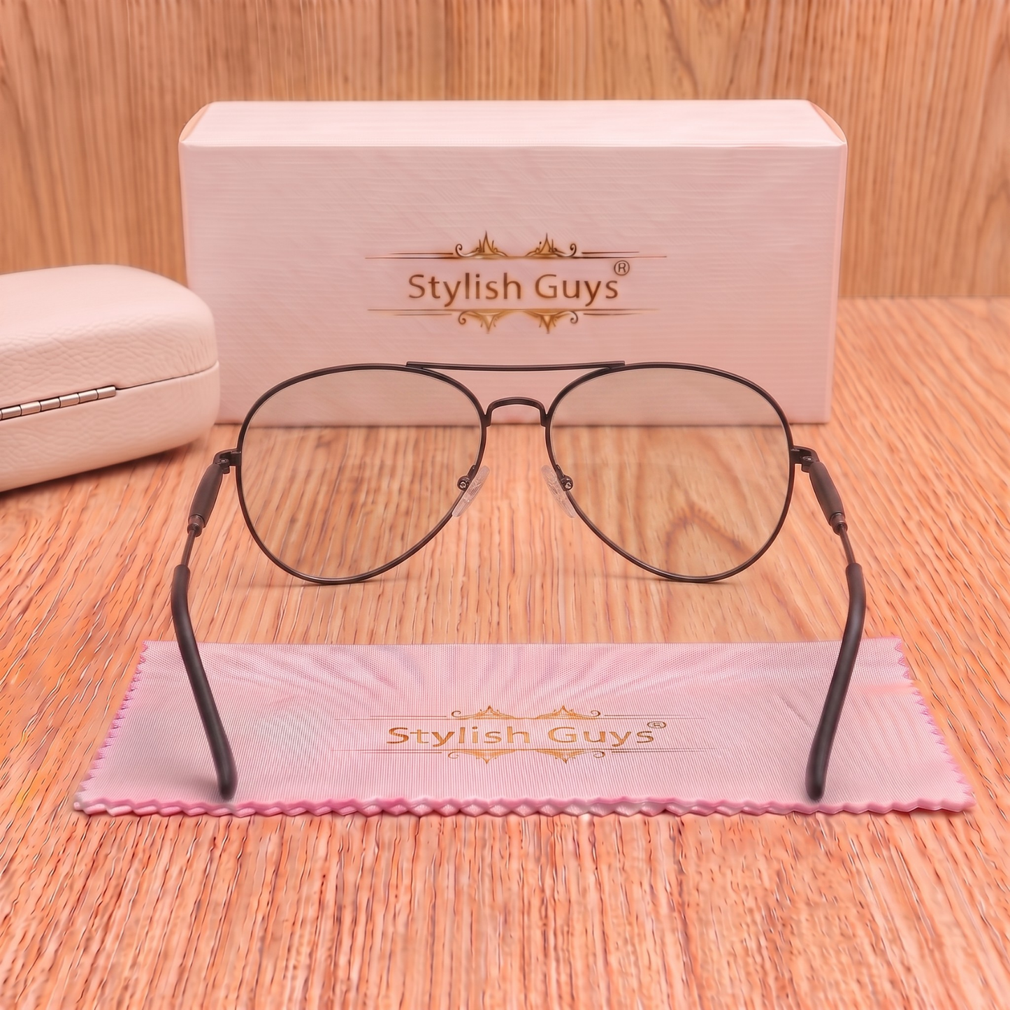 Sunglasses For Men With Clear Glass & Black Frame 3517 Aviator Oval Sunglass By Sunglasses Deal