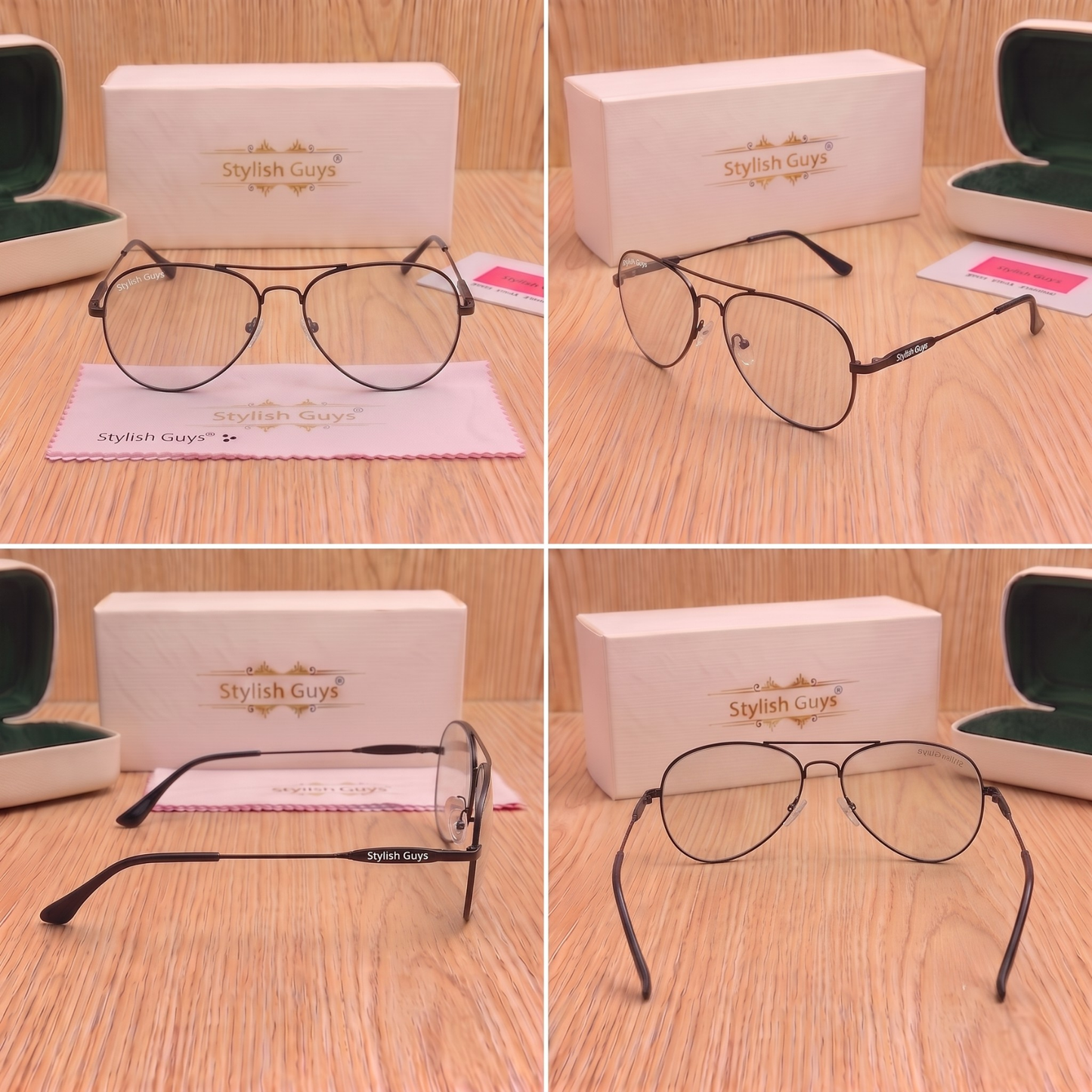 Sunglasses For Men With Clear Glass & Black Frame 3517 Aviator Oval Sunglass By Sunglasses Deal